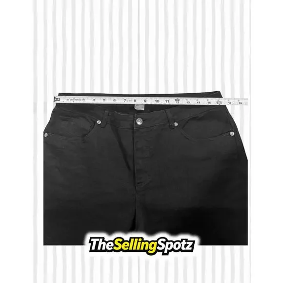 Venus Lace Up Hem Black Jeans Women’s Size US 14 / EU 46 Stretch Denim - Picture 3 of 7